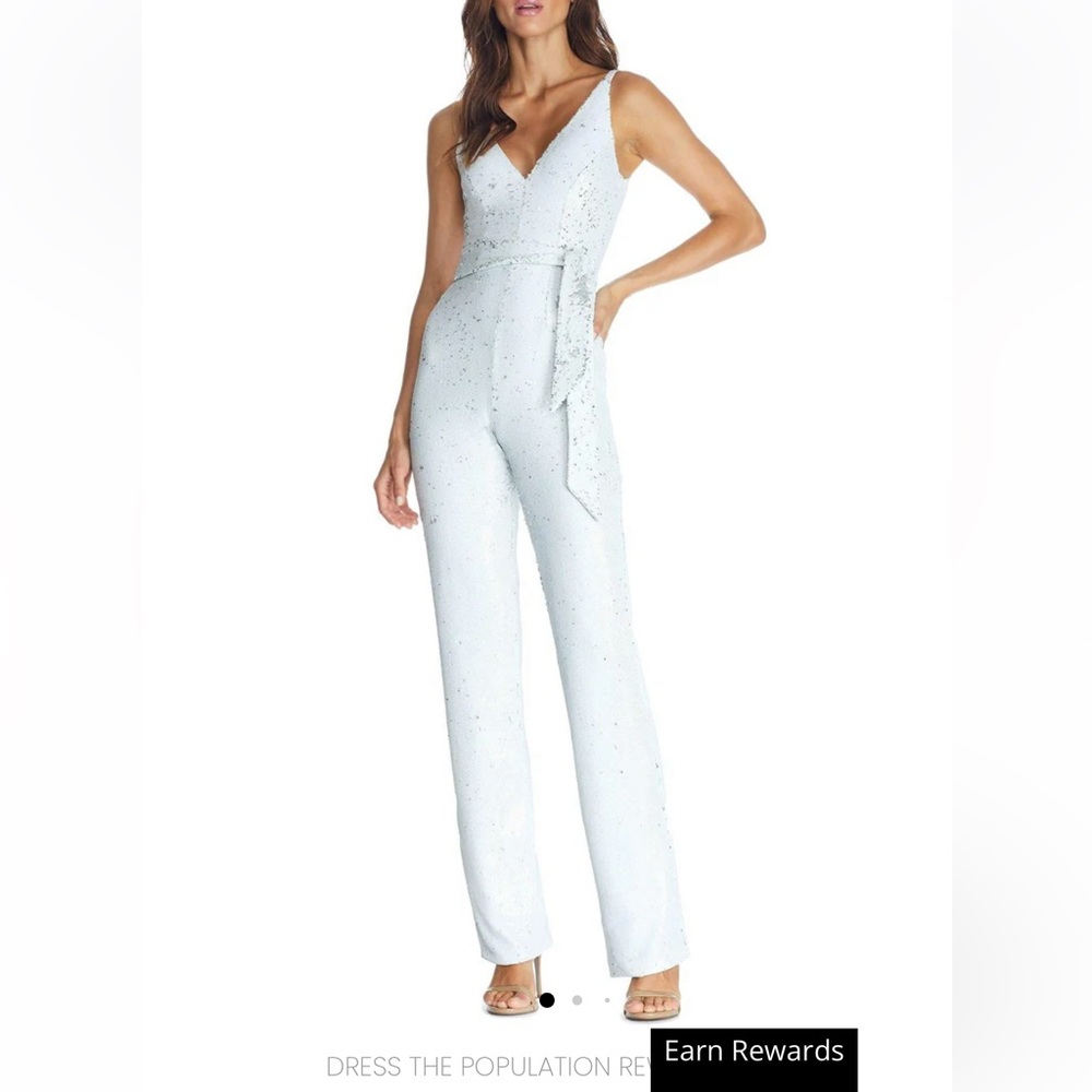 Dress the Population Bridal White Sequin Romper